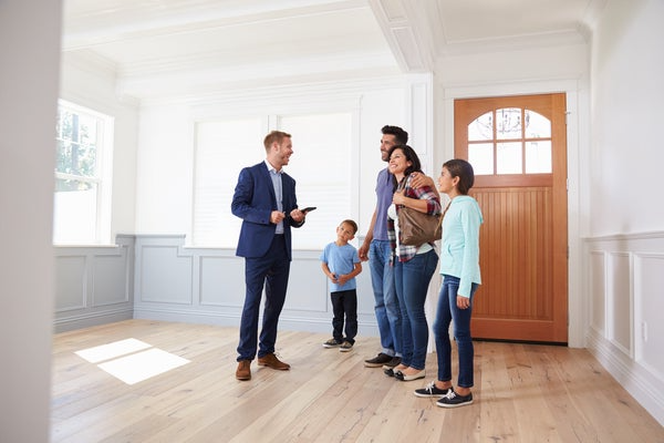 Family in home entryway